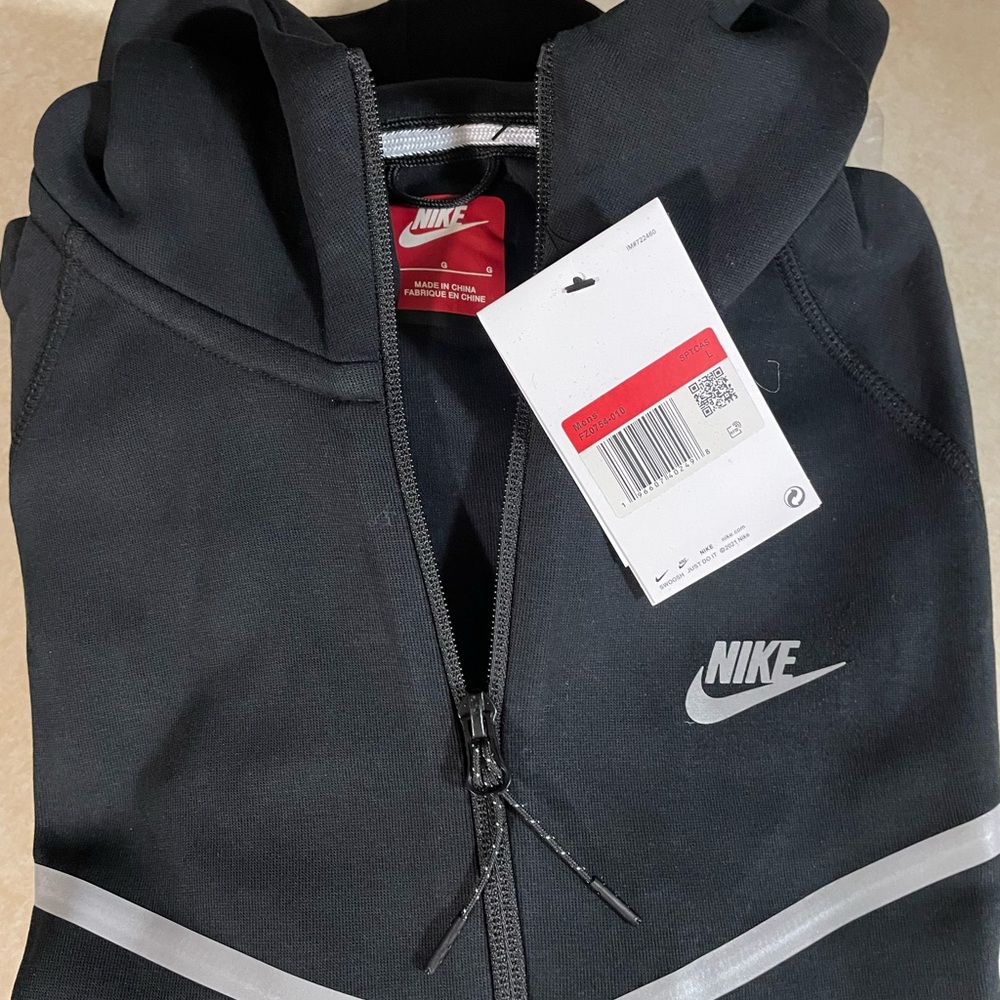 Nike Tech Black and Gray Full-Zip Hoodie and slim fit taper joggers